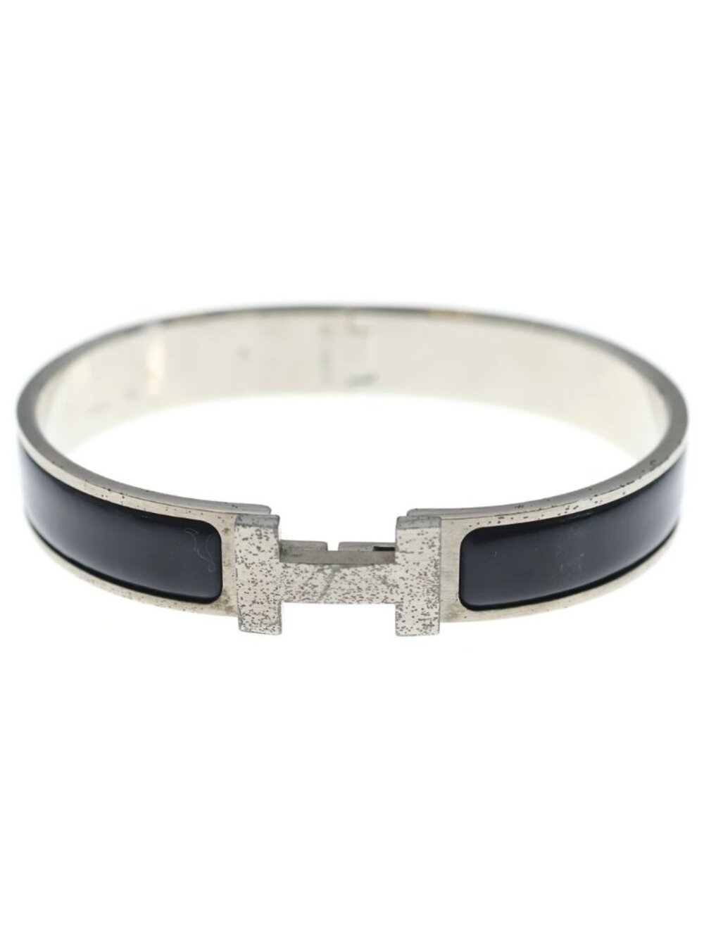 Hermes Clic H Bangle Bracelet Silver Black